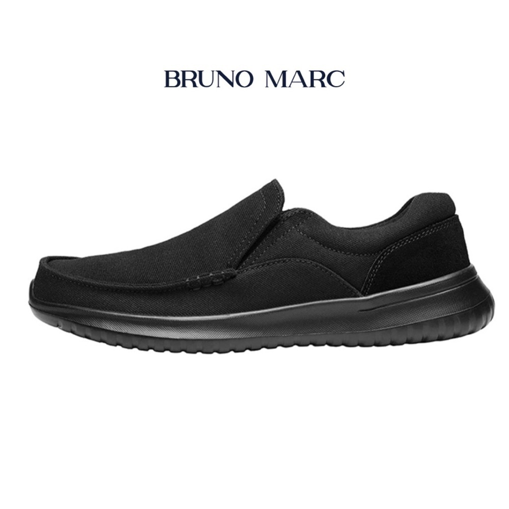 Bruno Marc Black Canvas Rubber Sole Slip On casual Comfy Shoes 12 Like New